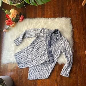 Cupio Open Jacket Sweater Blue & White Size Small